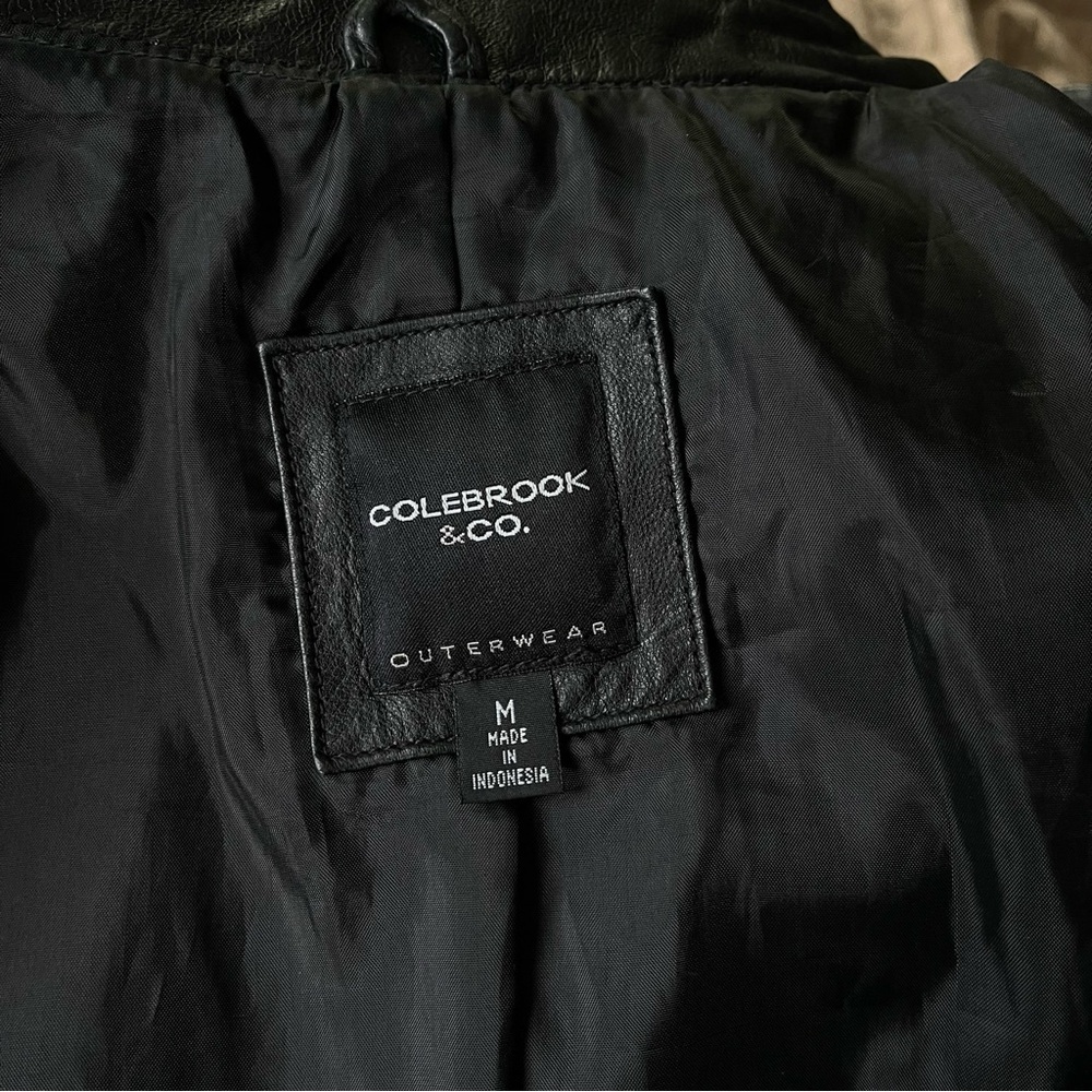 Colebrook & Co Black Leather Funnel Neck Longline Jacket Coat Dress Minimalist - Picture 10 of 15